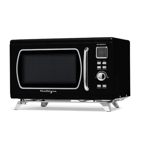 Mid-Century Retro 0.9 Cu. Ft. Microwave, Black