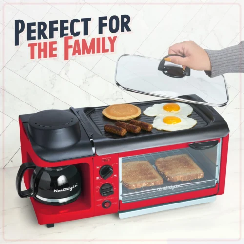 Retro 3-in-1 Family Size Breakfast Station, Retro Red -Nostalgia Food BSET300RETRORED 04 perfectforthefamily