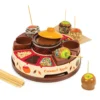 Lazy Susan Chocolate & Caramel Apple Party With Heated Fondue Pot, 25 Sticks, Decorating And Toppings Trays