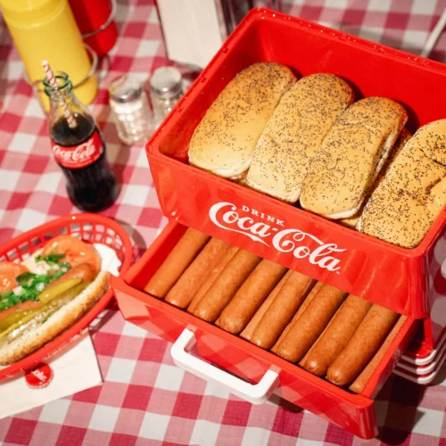 Coca-Cola® Large Hot Dog Steamer -Nostalgia Food CKHDS206CR 05 overhead lifestyle