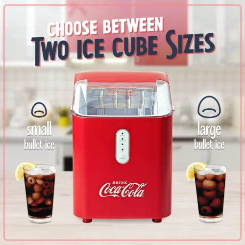 Coca-Cola Self Cleaning 26-Pound Automatic Ice Maker -Nostalgia Food CKICEBSC26CR feature 03 scaled