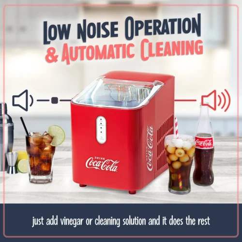 Coca-Cola Self Cleaning 26-Pound Automatic Ice Maker -Nostalgia Food CKICEBSC26CR feature 05 scaled