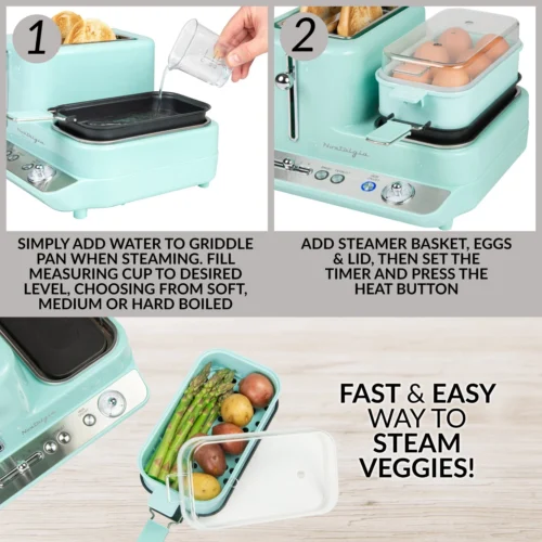 Retro 3-in-1 Breakfast Station, Aqua -Nostalgia Food CLBS3AQ feature 03 scaled