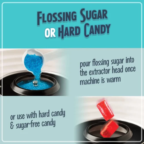Classic Retro Hard & Sugar-Free Candy Cotton Candy Maker, Aqua -Nostalgia Food CLCM8AQ feature 04 scaled