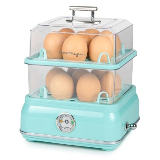 Classic Retro 14-Capacity Egg Cooker, Aqua