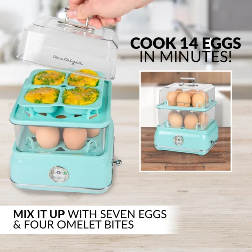 Classic Retro 14-Capacity Egg Cooker, Aqua -Nostalgia Food CLEC14AQ feature 04 scaled