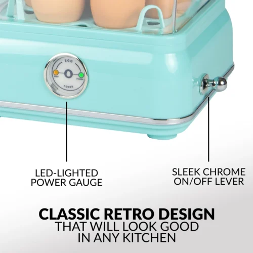Classic Retro 14-Capacity Egg Cooker, Aqua -Nostalgia Food CLEC14AQ feature 05 scaled