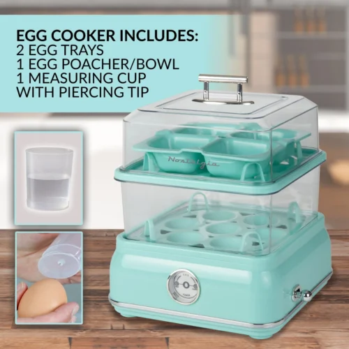 Classic Retro 14-Capacity Egg Cooker, Aqua -Nostalgia Food CLEC14AQ feature 06 scaled