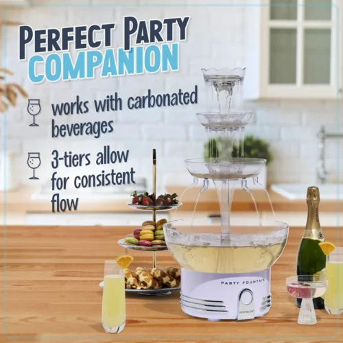 Retro 3-Tier Lighted Party Fountain -Nostalgia Food DBF15WT 03 perfectcompanion scaled
