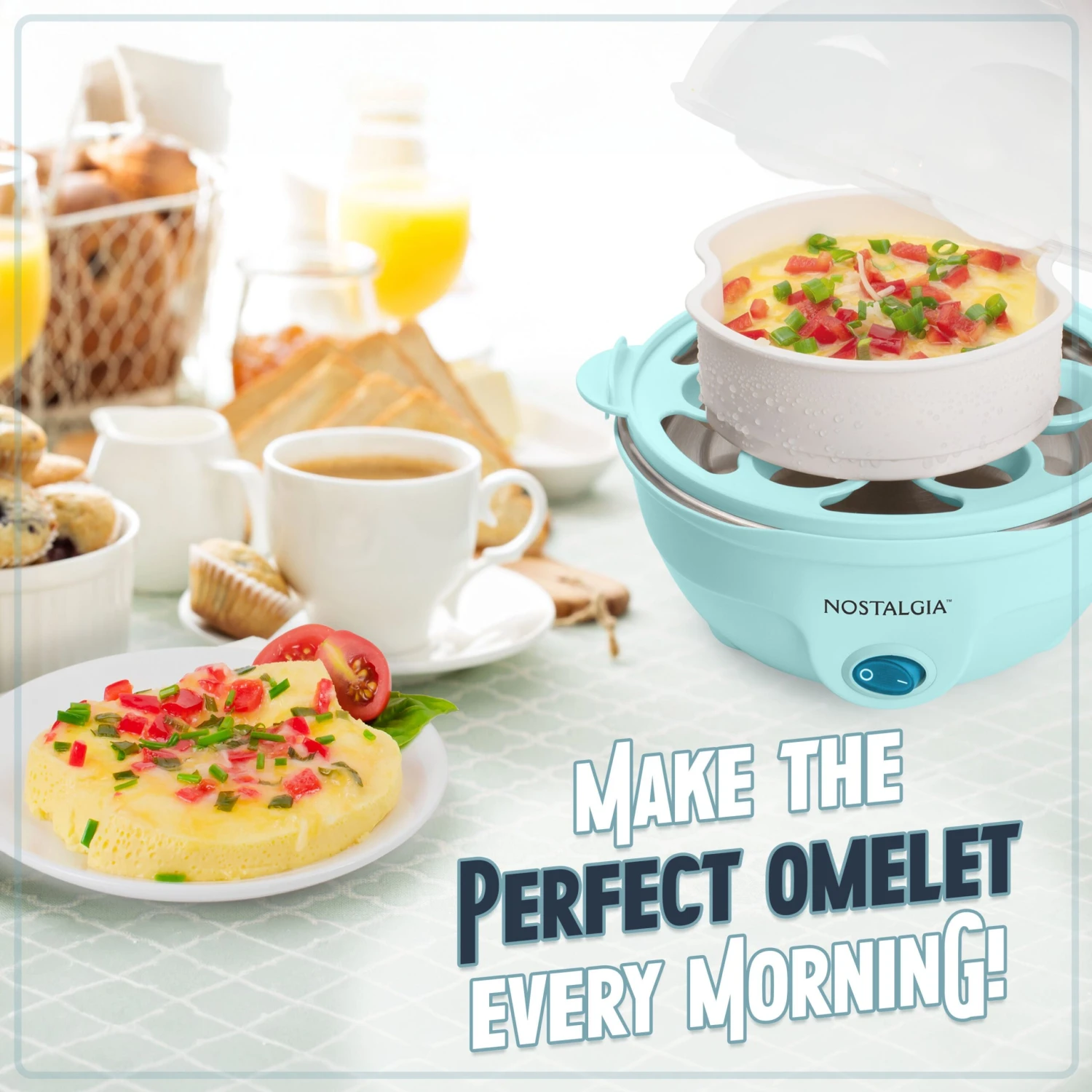 Retro Premium 7-Egg Capacity Electric Egg Cooker, Aqua 4 Retro Premium 7-Egg Capacity Electric Egg Cooker, Aqua - Image 4