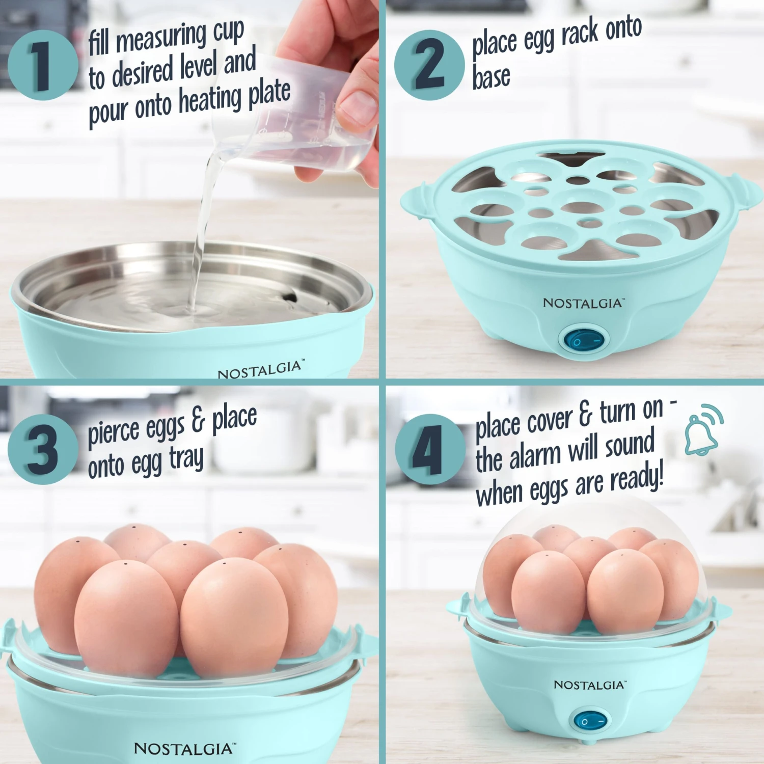 Retro Premium 7-Egg Capacity Electric Egg Cooker, Aqua 5 Retro Premium 7-Egg Capacity Electric Egg Cooker, Aqua - Image 5
