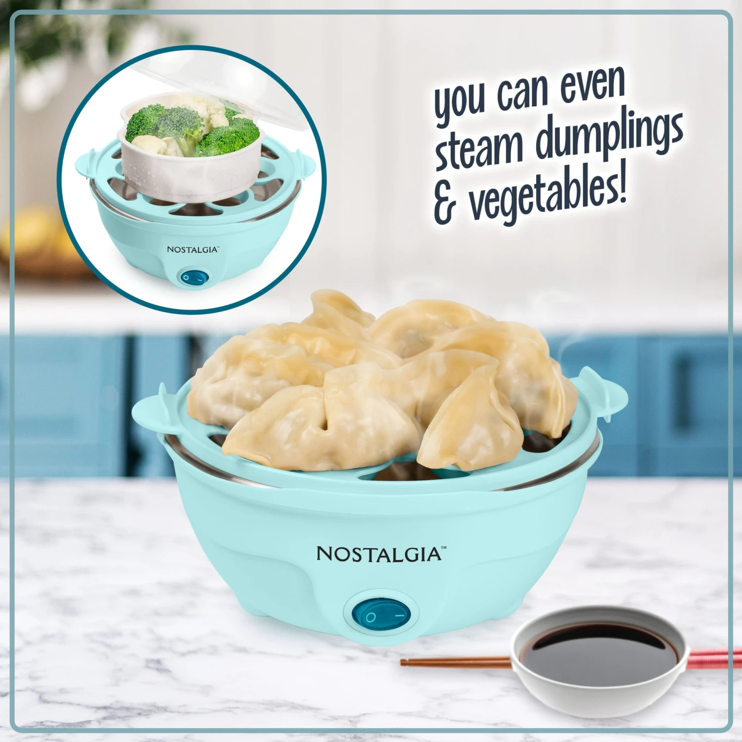 Retro Premium 7-Egg Capacity Electric Egg Cooker, Aqua 6 Retro Premium 7-Egg Capacity Electric Egg Cooker, Aqua - Image 6