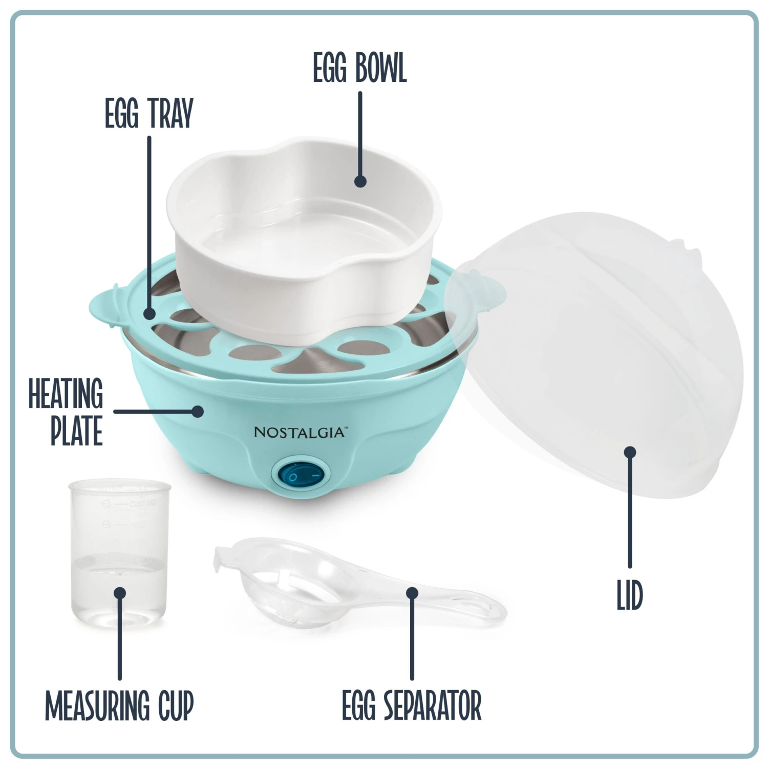 Retro Premium 7-Egg Capacity Electric Egg Cooker, Aqua 8 Retro Premium 7-Egg Capacity Electric Egg Cooker, Aqua - Image 8