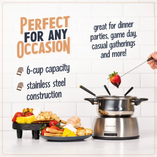 6-Cup Stainless Steel Electric Chocolate & Cheese Fondue Pot -Nostalgia Food FPS200 02 occasion