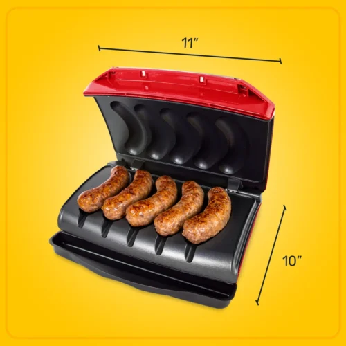 Nostalgia Game Day Sausage And Brat 5 Link Electric Grill With Oil Drip Tray -Nostalgia Food GDBRT5SS Measurements06 cbf5890d b25d 4fa5 8288 ce47476ce1ee scaled