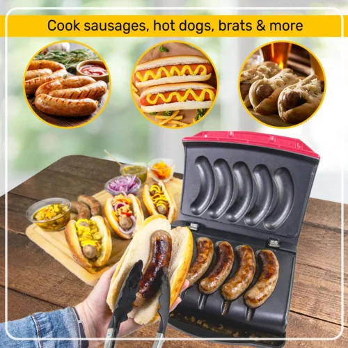 Nostalgia Game Day Sausage And Brat 5 Link Electric Grill With Oil Drip Tray -Nostalgia Food GDBRT5SS othermeats05 scaled
