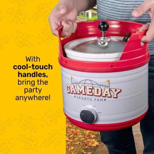Game Day Kickin’ Keg Cooker -Nostalgia Food GDKK4RDSL CarryingHandles04 scaled