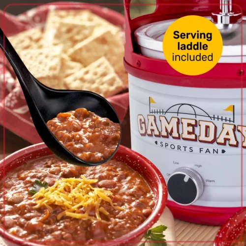 Game Day Kickin’ Keg Cooker -Nostalgia Food GDKK4RDSL Scoop03 scaled