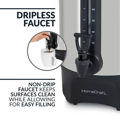 HomeCraft™ Quick-Brewing 1500-Watt Automatic 100-Cup Coffee Urn, Stainless Steel -Nostalgia Food HCCU100SS feature 03 scaled