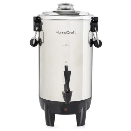 HomeCraft Quick-Brewing 1000-Watt Automatic 30-Cup Coffee Urn - Stainless Steel