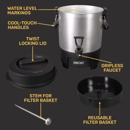 Homecraft Aluminum 45-Cup Coffee Urn -Nostalgia Food HCCU45AL 05 breakdown scaled