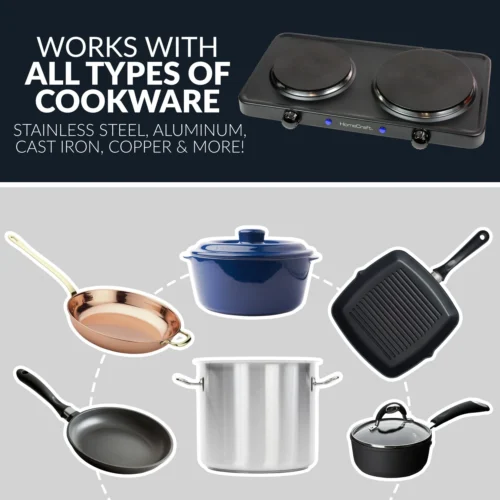 HomeCraft™ Double Burner Hot Plate 11 HomeCraft™ Double Burner Hot Plate -Nostalgia Food HCDB15BK feature 04 scaled