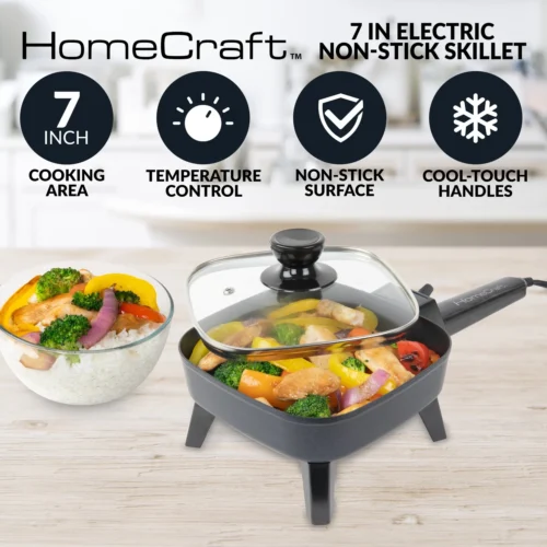 HomeCraft 7-Inch Electric Non-Stick Skillet -Nostalgia Food HCSK7BK feature 01 scaled
