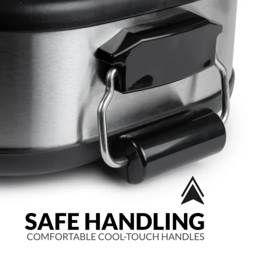 HomeCraft 3-Station 1.5-Quart Oval Slow Cooker Buffet, Stainless Steel -Nostalgia Food HCTSC15SS feature 06 scaled