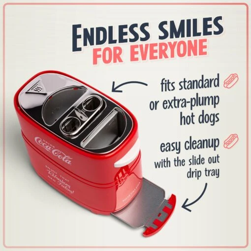Coca-Cola® Pop-Up Hot Dog Toaster 8 Coca-Cola® Pop-Up Hot Dog Toaster -Nostalgia Food HDT600COKE 02 endlesssmile