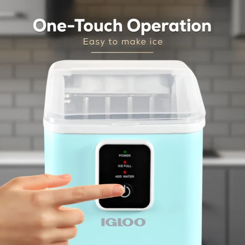 Igloo 26-lb. Self-Cleaning Countertop Ice Maker -Nostalgia Food IBICEWLTH26AQ 03 onetouch scaled