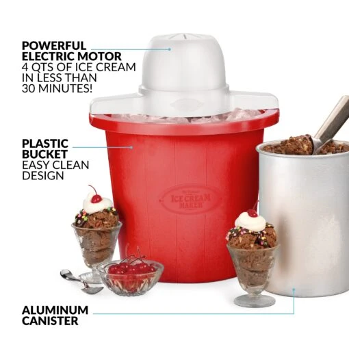 4-Quart Electric Ice Cream Maker -Nostalgia Food ICMP4RD parts4