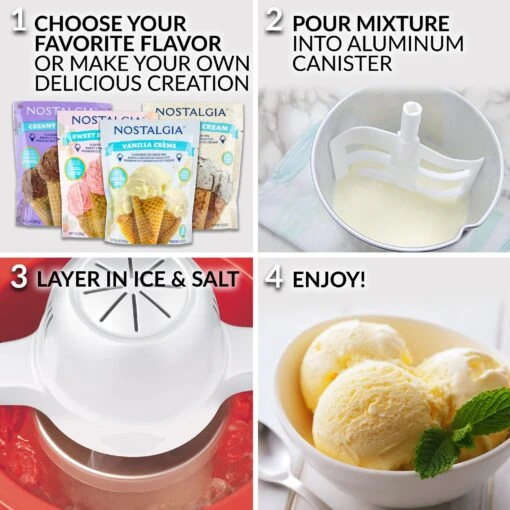 4-Quart Electric Ice Cream Maker -Nostalgia Food ICMP4RD steps3
