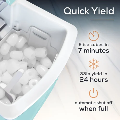 Igloo 33-Pound Automatic Portable Countertop Ice Maker Machine, Aqua -Nostalgia Food IGICEB33AQ 02 QuickYield scaled