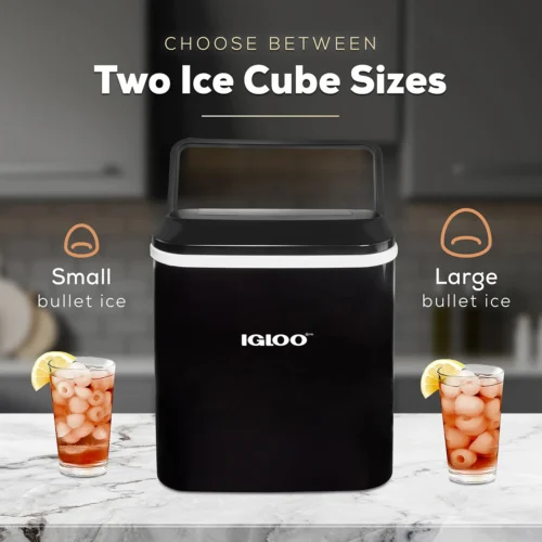 IGLOO® 26-Pound Automatic Self-Cleaning Portable Countertop Ice Maker Machine With Handle, Black -Nostalgia Food IGLICEB26HNBK feature 03