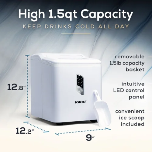 Igloo Automatic Self-Cleaning 26-Pound Ice Maker 8 Igloo Automatic Self-Cleaning 26-Pound Ice Maker -Nostalgia Food IGLICEBSC26WH feature 01