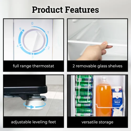 Igloo 2.6 Cu. Ft. Refrigerator W/ Freezer, Black -Nostalgia Food IRF26BK6A feature 02 scaled