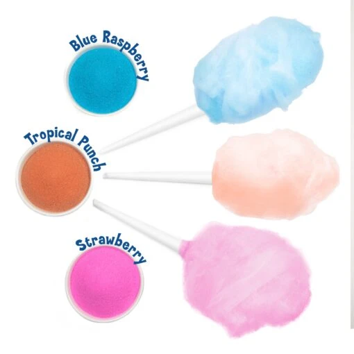 Kool-Aid Cotton Candy Flossing Sugar – Blue Raspberry, Strawberry, Tropical Punch – 3 Pack -Nostalgia Food KACCFK316 feature 02