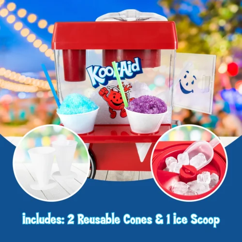 Kool-Aid Snow Cone Maker & Shaved Ice Storage -Nostalgia Food KASCM525RD Includes 02 scaled