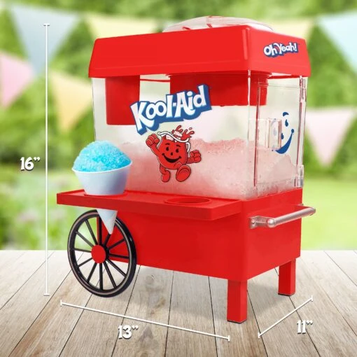 Kool-Aid Snow Cone Maker & Shaved Ice Storage -Nostalgia Food KASCM525RD Measurements 03