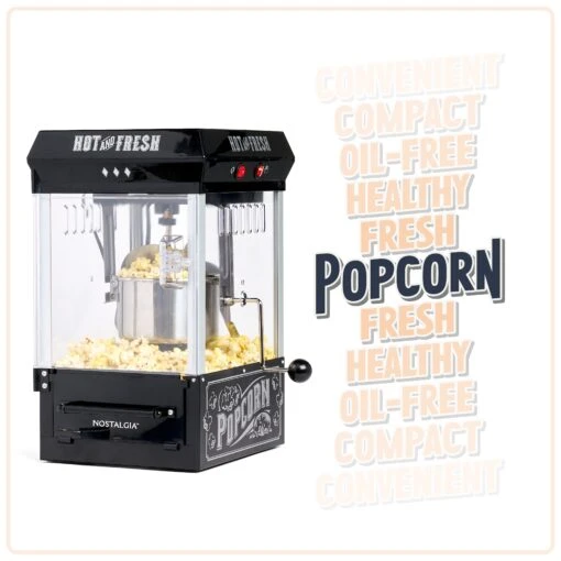 Vintage 2.5-Ounce Tabletop Kettle Popcorn Maker, Black 11 Vintage 2.5-Ounce Tabletop Kettle Popcorn Maker, Black -Nostalgia Food KPM220BK feature 05