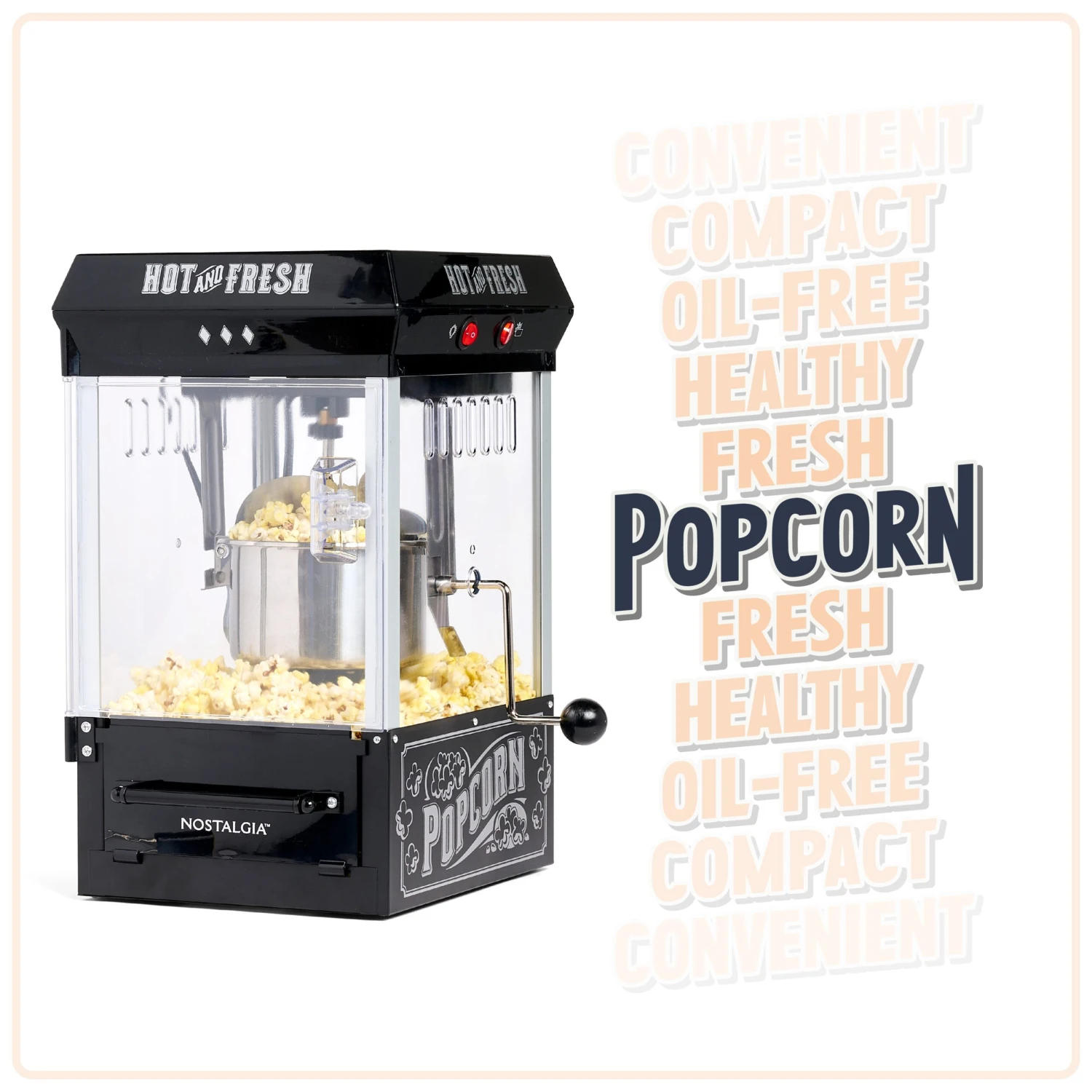 Vintage 2.5-Ounce Tabletop Kettle Popcorn Maker, Black 6 Vintage 2.5-Ounce Tabletop Kettle Popcorn Maker, Black - Image 6