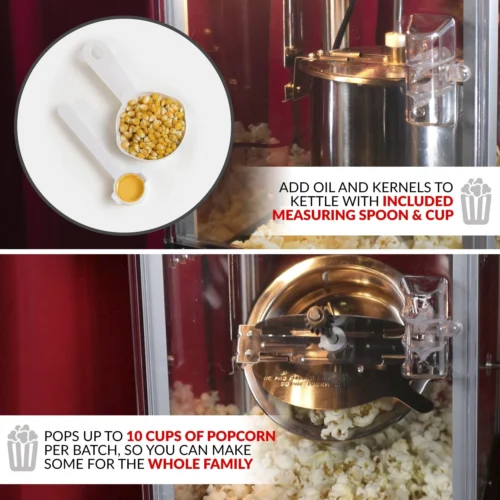 2.5 Ounce Popcorn Cart, 10-Cup, With 5-Quart Popcorn Bowl, 45-Inches Tall -Nostalgia Food KPM220CTBK 02 scaled