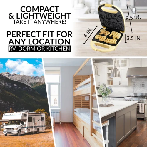 MyMini™ Animal Circus Waffle Maker, Yellow -Nostalgia Food MANWFL4YW 06 scaled