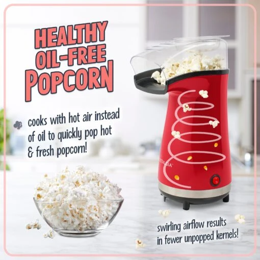 Air-Pop Popcorn Maker, Red -Nostalgia Food NAPH16RDSB6A 04