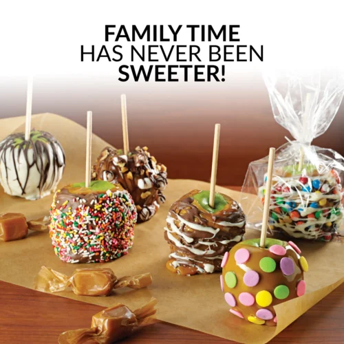 Lazy Susan Chocolate & Caramel Apple Party With Heated Fondue Pot, 25 Sticks, Decorating And Toppings Trays 13 Lazy Susan Chocolate & Caramel Apple Party With Heated Fondue Pot, 25 Sticks, Decorating And Toppings Trays -Nostalgia Food NCCA5 toppings5 scaled