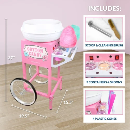 Professional Cotton Candy Cart -Nostalgia Food NCCRT510PK feature 02 scaled