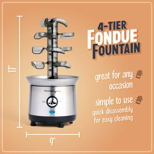 2-Pound Stainless Steel Cascading Fondue Fountain 13 2-Pound Stainless Steel Cascading Fondue Fountain -Nostalgia Food NCFF1000SS 02 size
