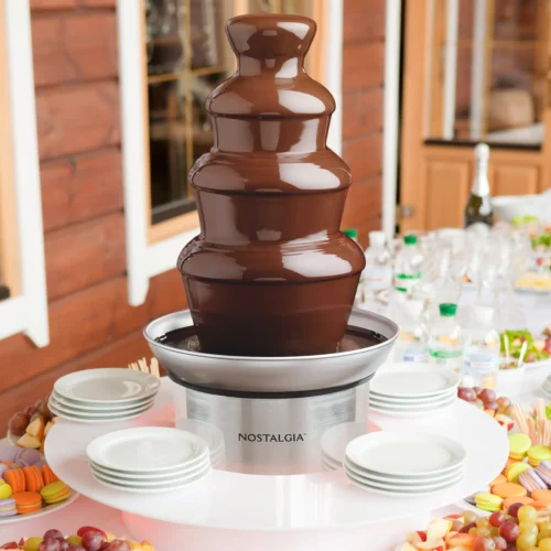 4-Tier 2-pound Stainless Steel Chocolate Fondue Fountain -Nostalgia Food NCFF986SS 05 Weddinglifestyle scaled