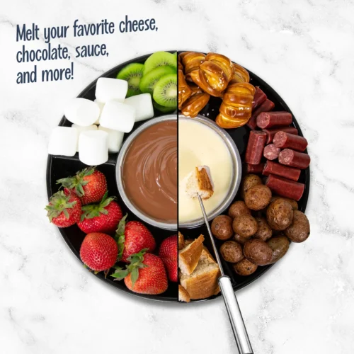10-Ounce Electric Fondue Party Set 13 10-Ounce Electric Fondue Party Set -Nostalgia Food NFPS4BK 03 overheadhalfimage scaled