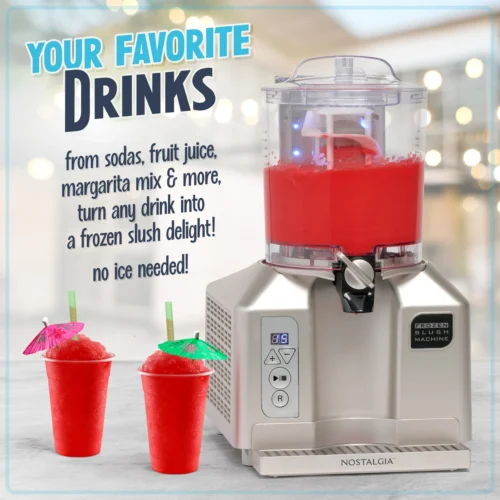 Professional Frozen Slush Machine 9 Professional Frozen Slush Machine -Nostalgia Food NFSM12SB 03 drinks